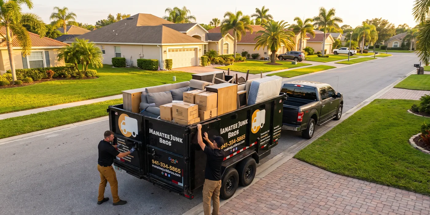 Manatee Junk Bros crew loading trucks during a full estate cleanout in Bradenton, FL