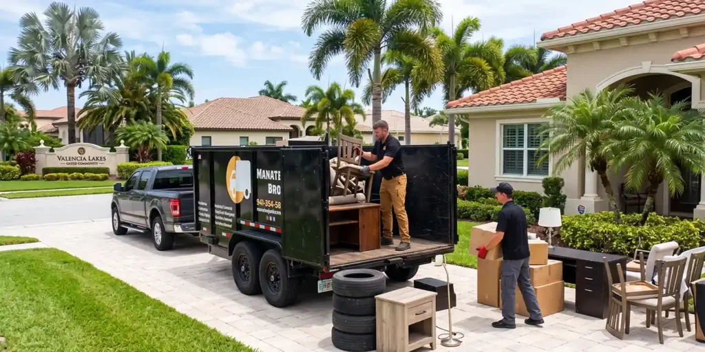 Manatee Junk Bros crew completing a junk removal job in Lakewood Ranch, FL