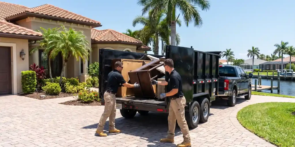 Manatee Junk Bros crew completing a junk removal job in Palmetto, FL